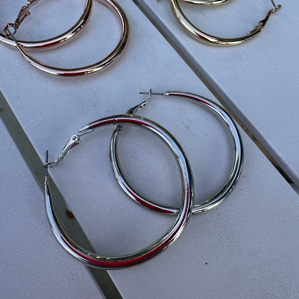 Lane Bryant Gold, Silver, and Rose Gold Hoop Earrings - Picture 4 of 6